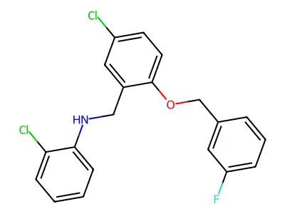 2-Chloro-N-({5-chloro-2-[(3-fluorophenyl)methoxy]phenyl}methyl)aniline structure