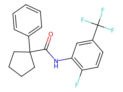 N-[2-fluoro-5-(trifluoromethyl)phenyl]-1-phenylcyclopentane-1-carboxamide structure