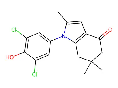 1-(3,5-Dichloro-4-hydroxyphenyl)-2,6,6-trimethyl-5,6,7-trihydroindol-4-one structure