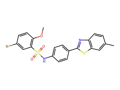 5-bromo-2-methoxy-N-[4-(6-methyl-1,3-benzothiazol-2-yl)phenyl]benzenesulfonamide structure