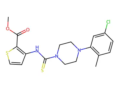 METHYL 3-(((4-(5-CHLORO-2-METHYLPHENYL)PIPERAZINYL)THIOXOMETHYL)AMINO)THIOPHENE-2-CARBOXYLATE structure