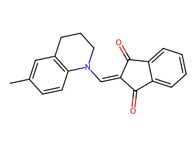 2-[(6-methyl-3,4-dihydro-2H-quinolin-1-yl)methylidene]indene-1,3-dione structure