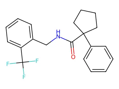 1-phenyl-N-{[2-(trifluoromethyl)phenyl]methyl}cyclopentane-1-carboxamide structure