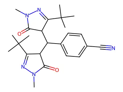4-[bis(3-tert-butyl-1-methyl-5-oxo-4H-pyrazol-4-yl)methyl]benzonitrile structure