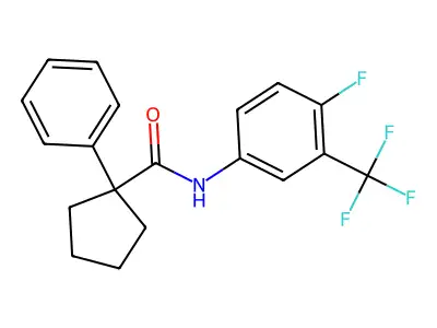 N-[4-fluoro-3-(trifluoromethyl)phenyl]-1-phenylcyclopentane-1-carboxamide structure