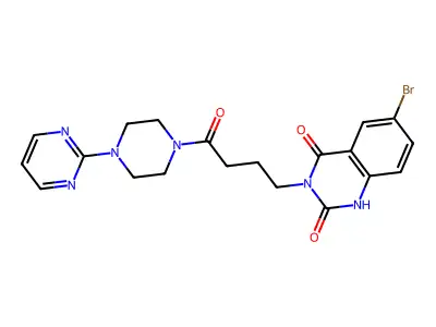 6-bromo-3-[4-oxo-4-(4-pyrimidin-2-ylpiperazin-1-yl)butyl]-1H-quinazoline-2,4-dione structure