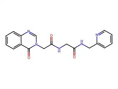 N~2~-[(4-oxoquinazolin-3(4H)-yl)acetyl]-N-(pyridin-2-ylmethyl)glycinamide structure