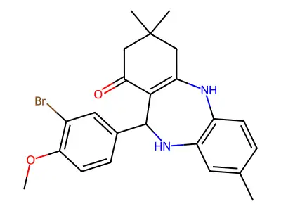6-(3-bromo-4-methoxyphenyl)-3,9,9-trimethyl-6,8,10,11-tetrahydro-5H-benzo[b][1,4]benzodiazepin-7-one structure