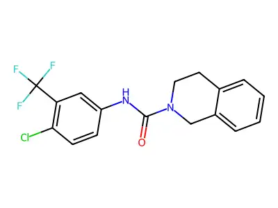 N-(4-chloro-3-(trifluoromethyl)phenyl)-3,4-dihydroisoquinoline-2(1H)-carboxamide structure