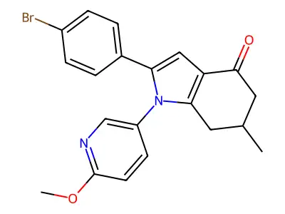 2-(4-bromophenyl)-1-(6-methoxypyridin-3-yl)-6-methyl-6,7-dihydro-5H-indol-4-one structure