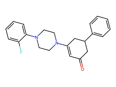 3-(4-(2-Fluorophenyl)piperazinyl)-5-phenylcyclohex-2-EN-1-one structure