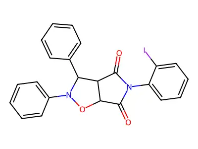 5-(2-iodophenyl)-2,3-diphenyldihydro-2H-pyrrolo[3,4-d][1,2]oxazole-4,6(3H,5H)-dione structure