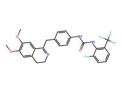 1-(4-((6,7-DIMETHOXY(3,4-DIHYDROISOQUINOLYL))METHYL)PHENYL)-3-(2-FLUORO-6-(TRIFLUOROMETHYL)PHENYL)UREA structure