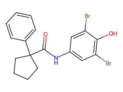 N-(3,5-Dibromo-4-hydroxyphenyl)(phenylcyclopentyl)formamide structure