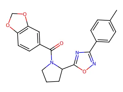 5-[1-(1,3-benzodioxol-5-ylcarbonyl)pyrrolidin-2-yl]-3-(4-methylphenyl)-1,2,4-oxadiazole structure