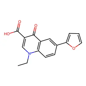 1-Ethyl-6-(2-furyl)-4-oxo-1,4-dihydroquinoline-3-carboxylic acid structure