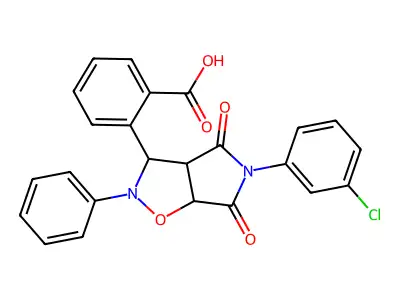2-[5-(3-chlorophenyl)-4,6-dioxo-2-phenylhexahydro-2H-pyrrolo[3,4-d][1,2]oxazol-3-yl]benzoic acid structure