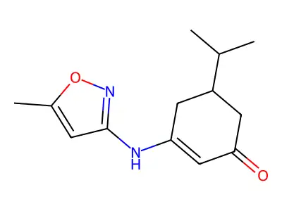 5-(Isopropyl)-3-((5-methylisoxazol-3-YL)amino)cyclohex-2-EN-1-one structure