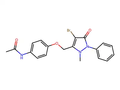 N-(4-((4-BROMO-2-METHYL-5-OXO-1-PHENYL-3-PYRAZOLIN-3-YL)METHOXY)PHENYL)ETHANAMIDE structure