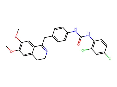 1-(2,4-dichlorophenyl)-3-[4-[(6,7-dimethoxy-3,4-dihydroisoquinolin-1-yl)methyl]phenyl]urea structure