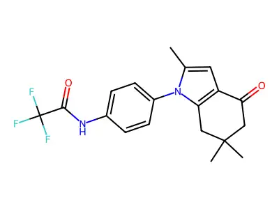 2,2,2-trifluoro-N-[4-(2,6,6-trimethyl-4-oxo-5,7-dihydroindol-1-yl)phenyl]acetamide structure