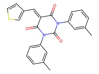 1,3-Bis(3-methylphenyl)-5-(thiophen-3-ylmethylidene)-1,3-diazinane-2,4,6-trione structure