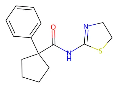 N-(4,5-dihydro-1,3-thiazol-2-yl)-1-phenylcyclopentane-1-carboxamide structure