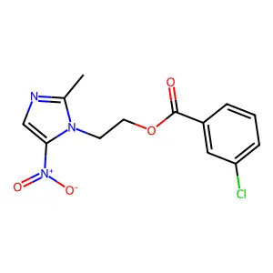 Benzoic acid, 3-chloro-, 2-(2-methyl-5-nitro-1H-imidazol-1-yl)ethyl ester structure