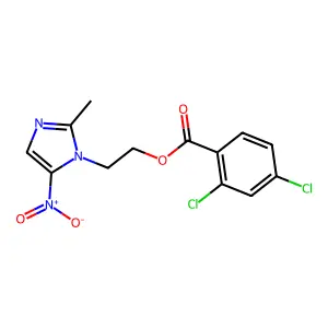 2,4-Dichloro-benzoic acid 2-(2-methyl-5-nitro-imidazol-1-yl)-ethyl ester structure