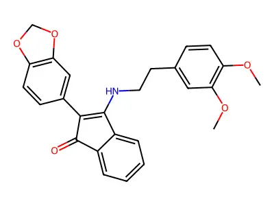 2-(1,3-Benzodioxol-5-yl)-3-[2-(3,4-dimethoxyphenyl)ethylamino]inden-1-one structure