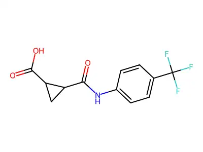 2-(N-(4-(Trifluoromethyl)phenyl)carbamoyl)cyclopropanecarboxylic acid structure