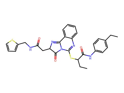 N-(4-ethylphenyl)-2-{[3-oxo-2-({[(thiophen-2-yl)methyl]carbamoyl}methyl)-2H,3H-imidazo[1,2-c]quinazolin-5-yl]sulfanyl}butanamide structure