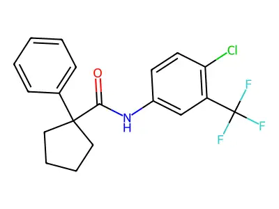 N-[4-chloro-3-(trifluoromethyl)phenyl]-1-phenylcyclopentane-1-carboxamide structure