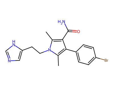 4-(4-Bromophenyl)-1-[2-(1H-imidazol-5-yl)ethyl]-2,5-dimethyl-1H-pyrrole-3-carboxamide structure