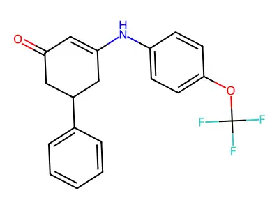 5-Phenyl-3-((4-(trifluoromethoxy)phenyl)amino)cyclohex-2-EN-1-one structure