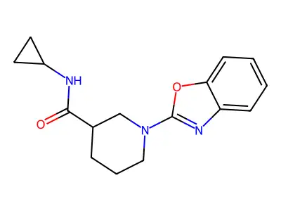 1-(1,3-benzoxazol-2-yl)-N-cyclopropylpiperidine-3-carboxamide structure