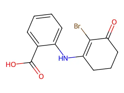 2-((2-Bromo-3-oxocyclohex-1-enyl)amino)benzoic acid structure