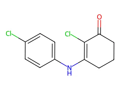 2-Chloro-3-((4-chlorophenyl)amino)cyclohex-2-EN-1-one structure