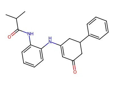2-Methyl-N-(2-((3-oxo-5-phenylcyclohex-1-enyl)amino)phenyl)propanamide structure