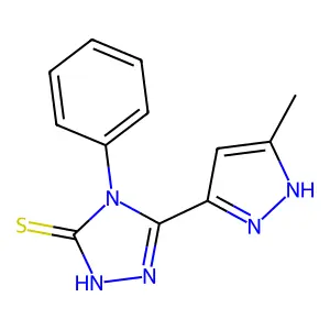 5-(5-methyl-1H-pyrazol-3-yl)-4-phenyl-4H-1,2,4-triazole-3-thiol structure