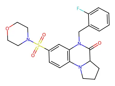 5-(2-fluorobenzyl)-7-(morpholinosulfonyl)-1,2,3,3a-tetrahydropyrrolo[1,2-a]quinoxalin-4(5H)-one structure