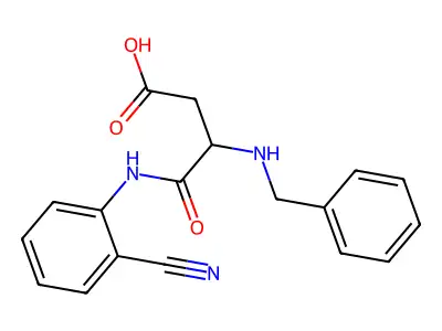 N~2~-benzyl-N-(2-cyanophenyl)-alpha-asparagine structure