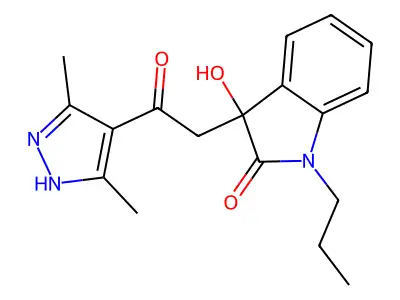 3-[2-(3,5-dimethyl-1H-pyrazol-4-yl)-2-oxoethyl]-3-hydroxy-1-propyl-1,3-dihydro-2H-indol-2-one structure