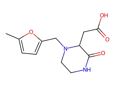{1-[(5-Methyl-2-furyl)methyl]-3-oxo-2-piperazinyl}acetic acid structure
