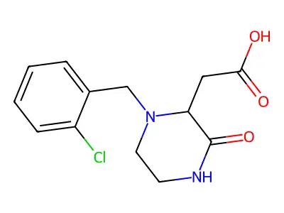 2-[1-[(2-Chlorophenyl)methyl]-3-oxopiperazin-1-ium-2-yl]acetate structure