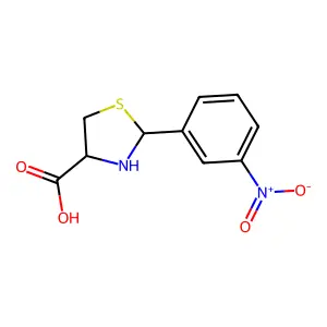 (2R,4R)-2-(3-nitrophenyl)-1,3-thiazolidine-4-carboxylic acid structure
