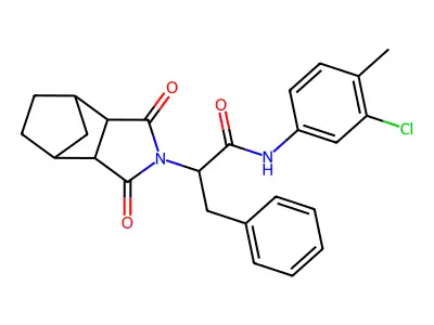 N-(3-chloro-4-methylphenyl)-2-(1,3-dioxooctahydro-2H-4,7-methanoisoindol-2-yl)-3-phenylpropanamide structure