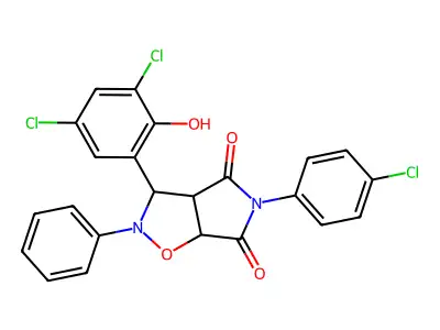 5-(4-chlorophenyl)-3-(3,5-dichloro-2-hydroxyphenyl)-2-phenyldihydro-2H-pyrrolo[3,4-d][1,2]oxazole-4,6(3H,5H)-dione structure
