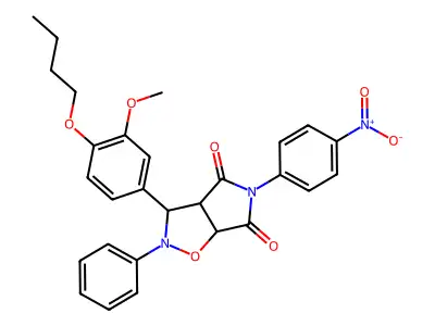 3-(4-butoxy-3-methoxyphenyl)-5-(4-nitrophenyl)-2-phenyldihydro-2H-pyrrolo[3,4-d][1,2]oxazole-4,6(3H,5H)-dione structure