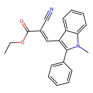 ethyl 2-cyano-3-(1-methyl-2-phenyl-1H-indol-3-yl)acrylate structure